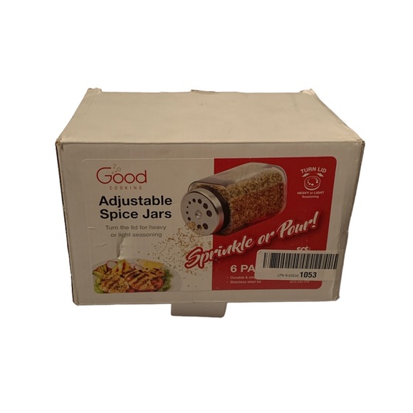 🆕 Adjustable Glass Spice Jars- Set of 6 Seasoning Shaker Rub Container Tins. - Picture 2 of 6